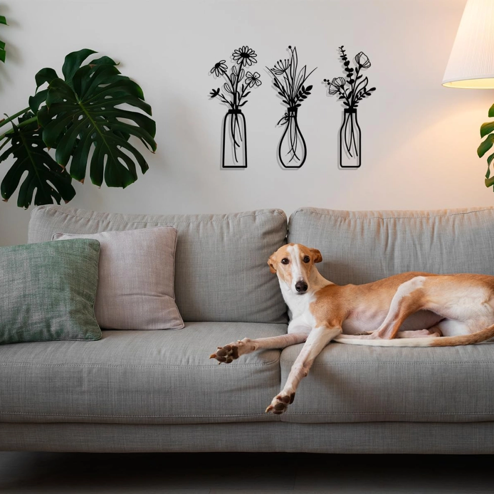 3 Pieces Metal Flowers Wall Arts