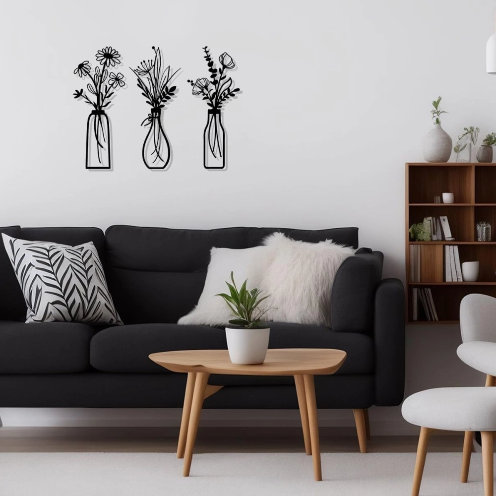 3 Pieces Metal Flowers Wall Arts