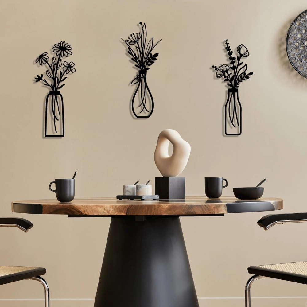 3 Pieces Metal Flowers Wall Arts