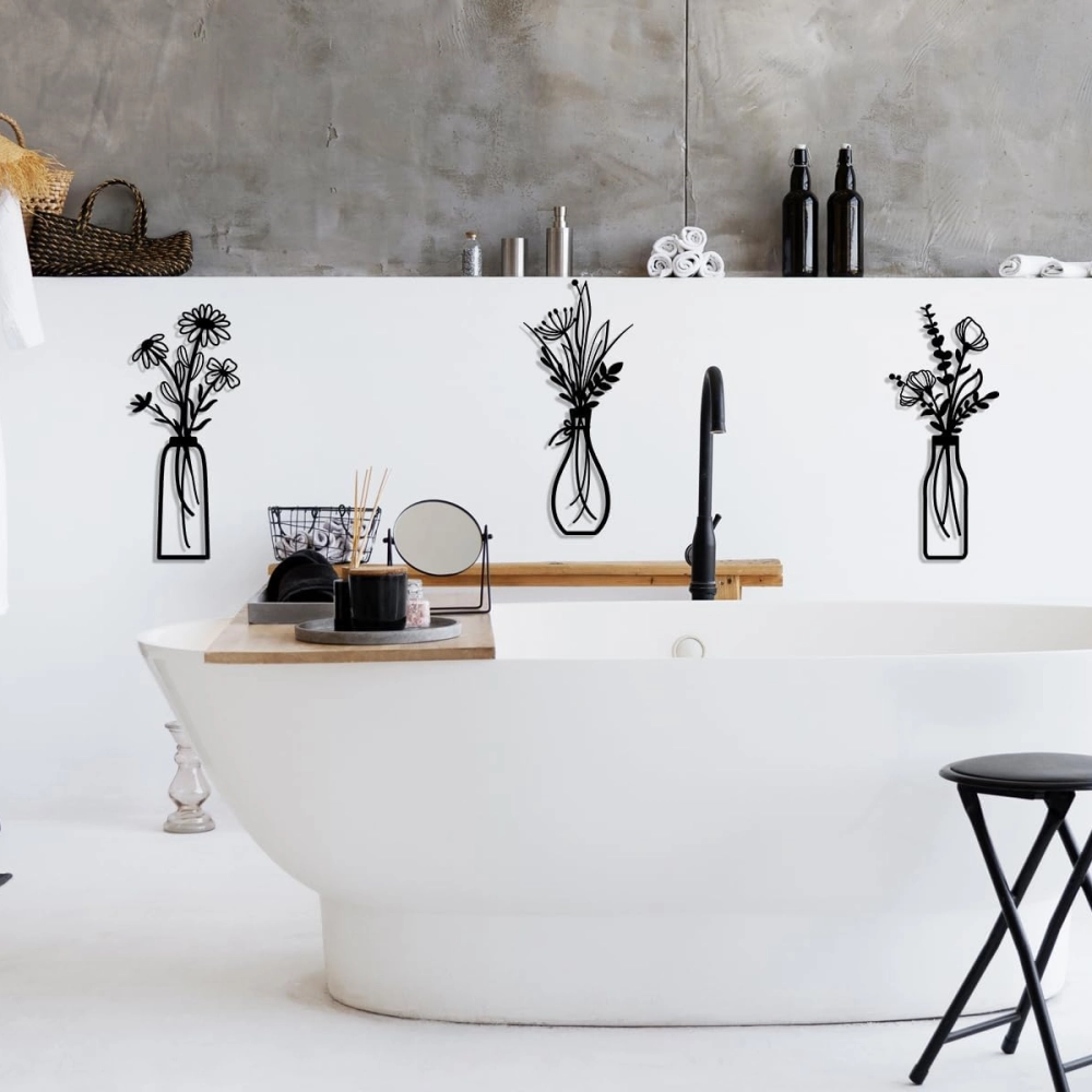 3 Pieces Metal Flowers Wall Arts