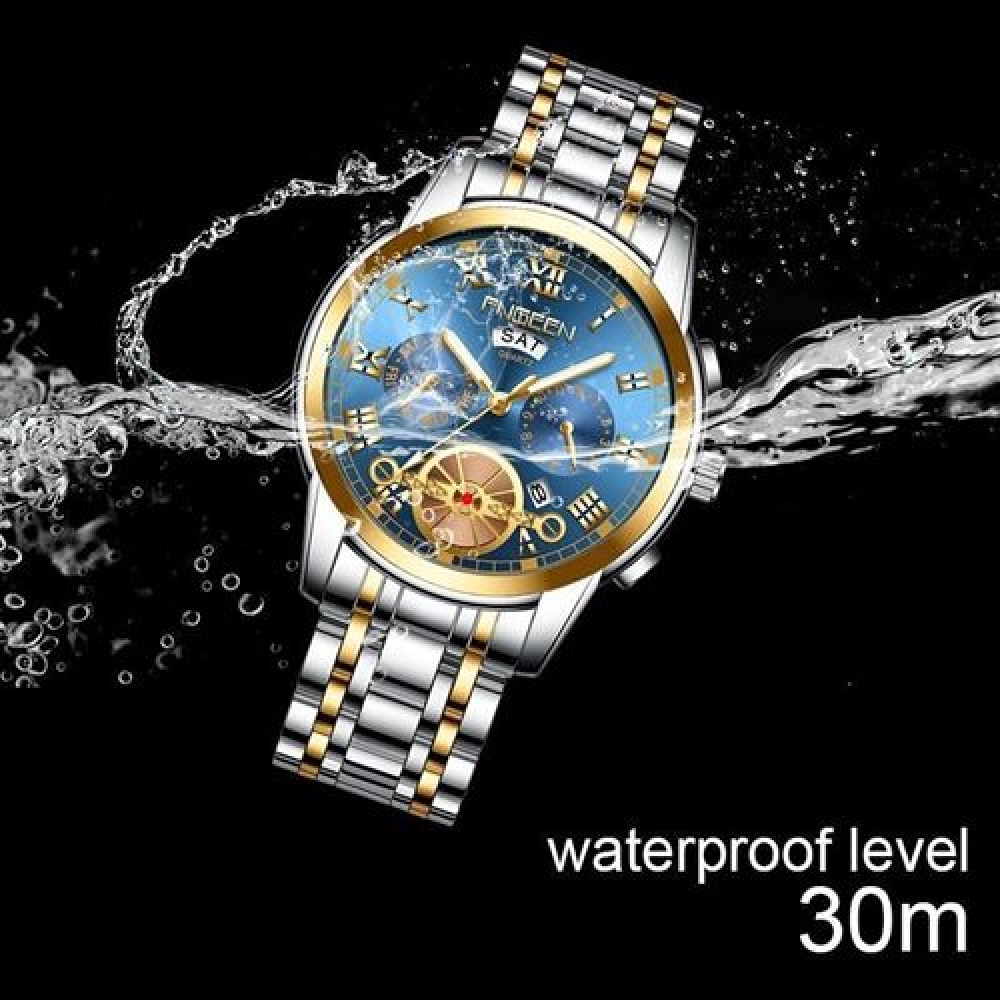 Fngeen (4002 SL) Luxury Men's Watches Full Steel Sport Quartz Business Waterproof Casual Watch