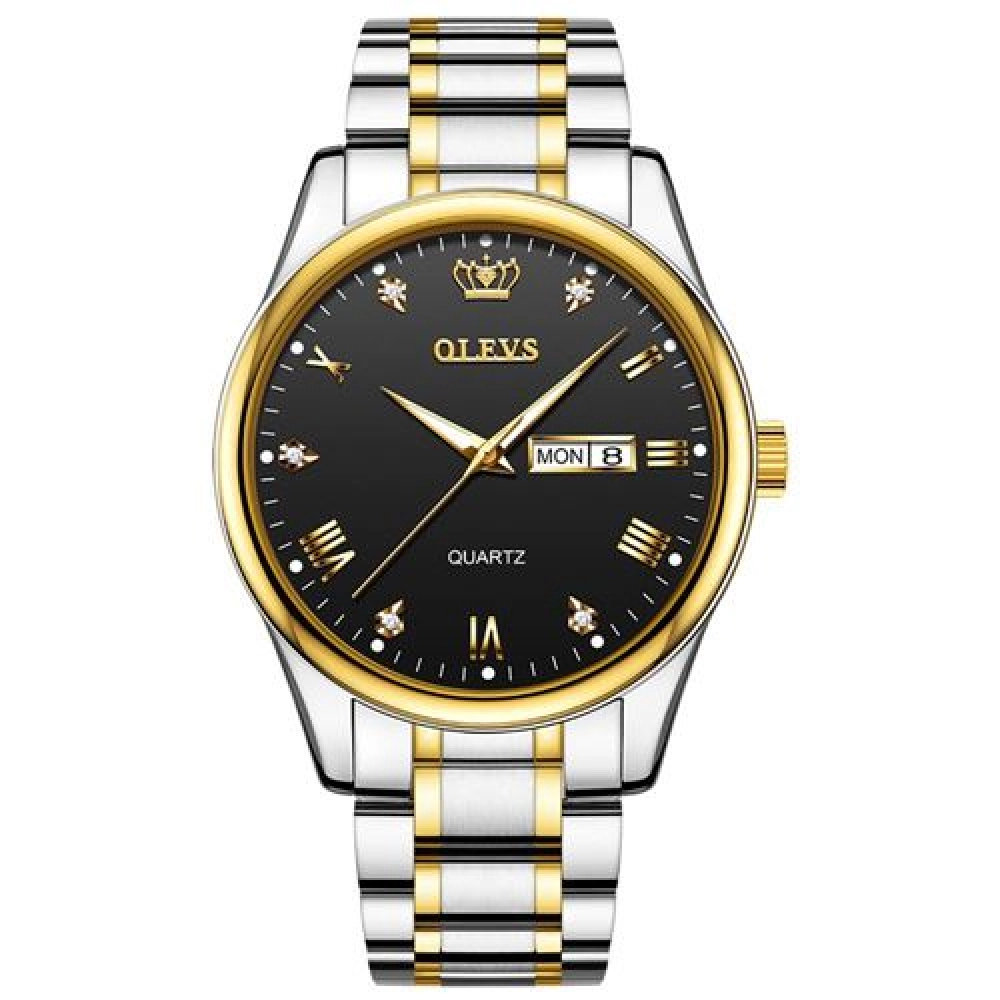 Olevs Calender Quartz Water Resistant Men's Watch 5563 (Black Dial)