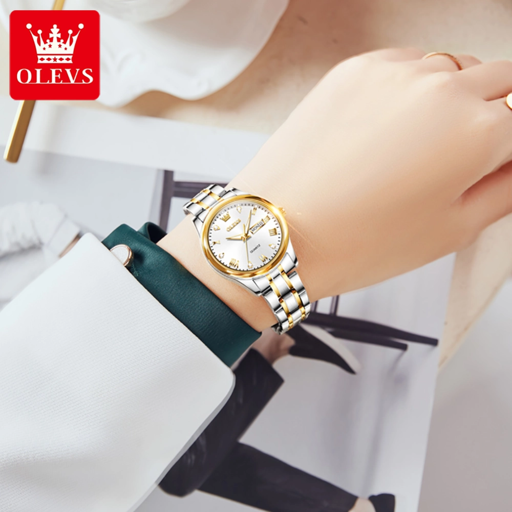 Olevs Calender Quartz Water Resistant Women's Watch 5563 ( White dial)