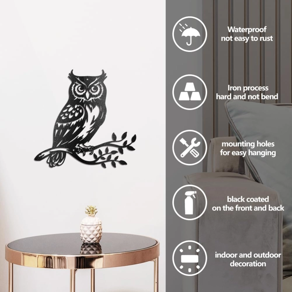 SOLFA Owl Metal Wall Art Decor