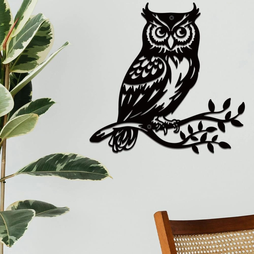 SOLFA Owl Metal Wall Art Decor
