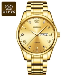 Olevs Calender Quartz Water Resistant Men's Watch 5563 (Golden)
